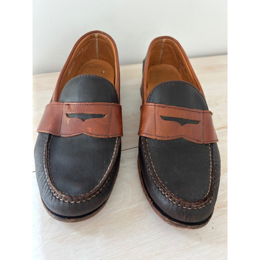 GH Bass Mens Penny Loafers Two Tone Leather Handsewn USA Black Brown 10 M